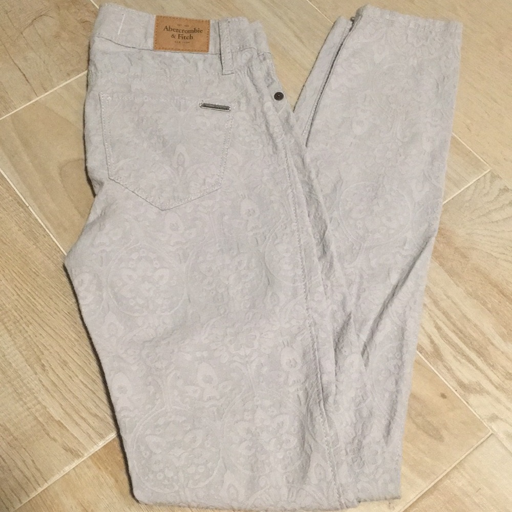 Abercrombie Patterned Gray Khaki Pants